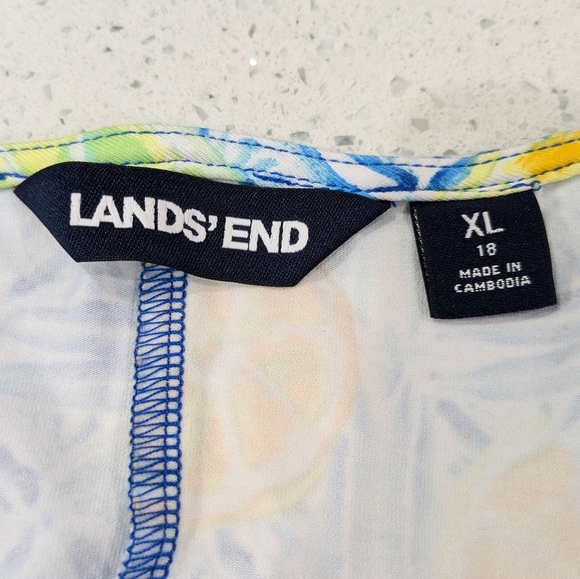 Land's End Orange Blue Lemon Limes Dress Short Sleeve Pockets Summer Tee Plus 18 - Picture 8 of 10